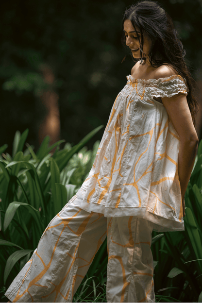 Beige Off-Shoulder Co-ord Set