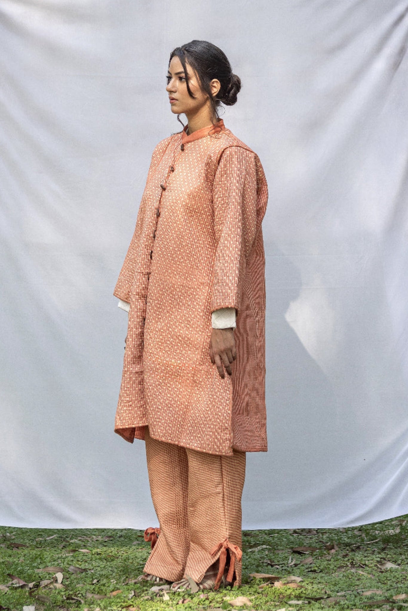 Reversible Quilted Fuzan Silk Co-Ord Set with Straight-Cut Jacket & Quilted Pants