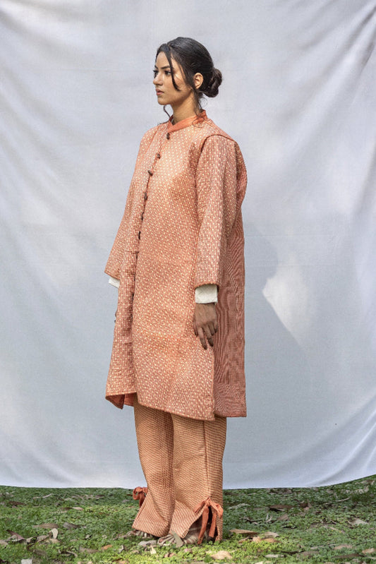Reversible Quilted Fuzan Silk Co-Ord Set with Straight-Cut Jacket & Quilted Pants