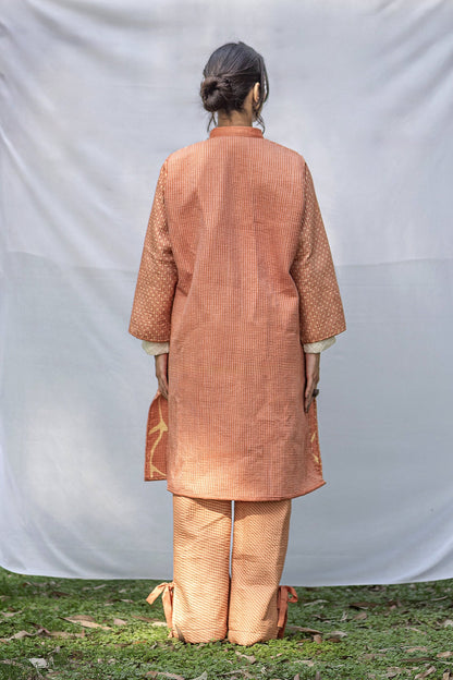 Reversible Quilted Fuzan Silk Co-Ord Set with Straight-Cut Jacket & Quilted Pants