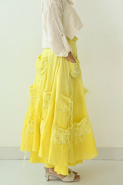 Cotton Double-layered Pocketful Skirt