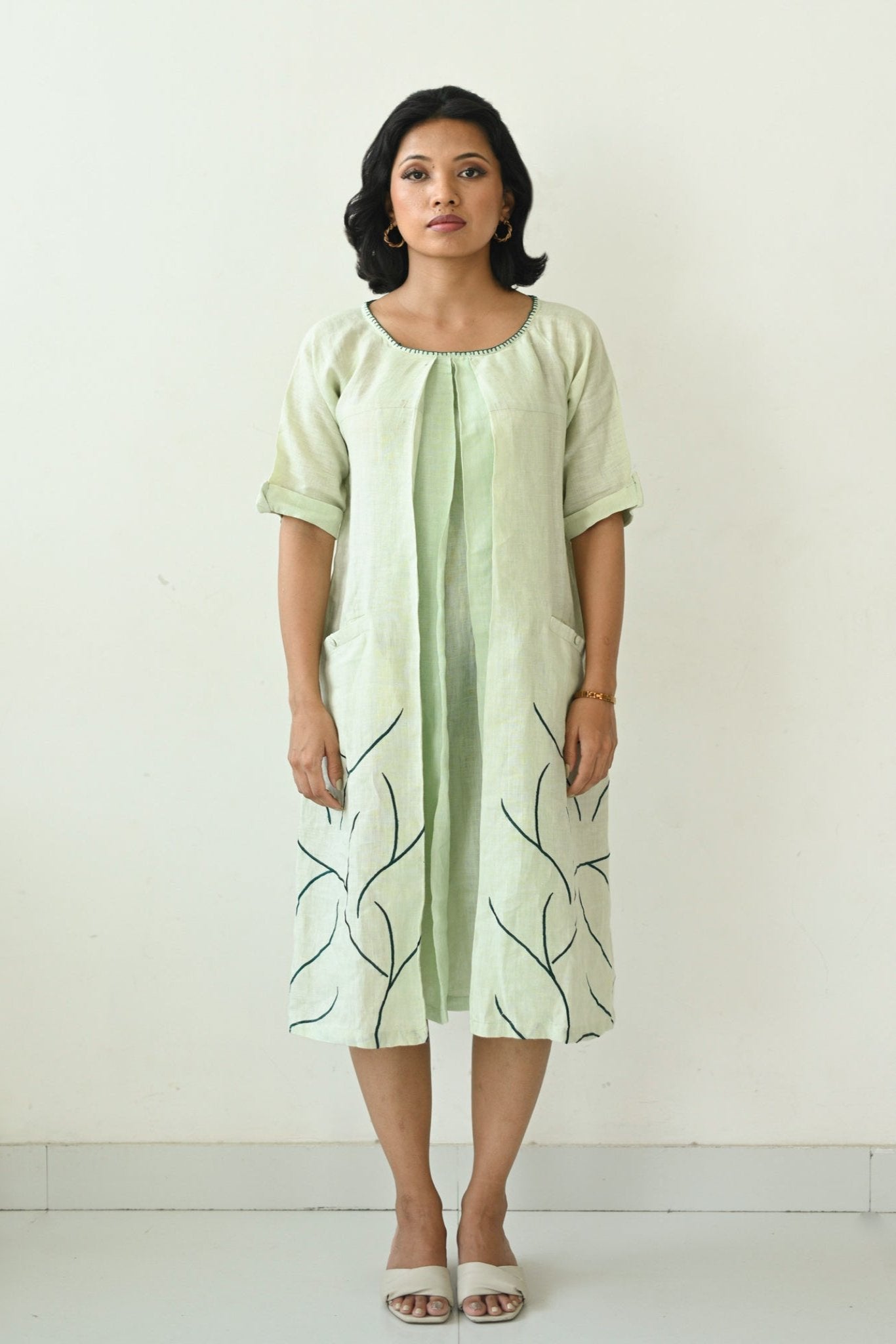Pastel Green Linen Anti-fit Dress