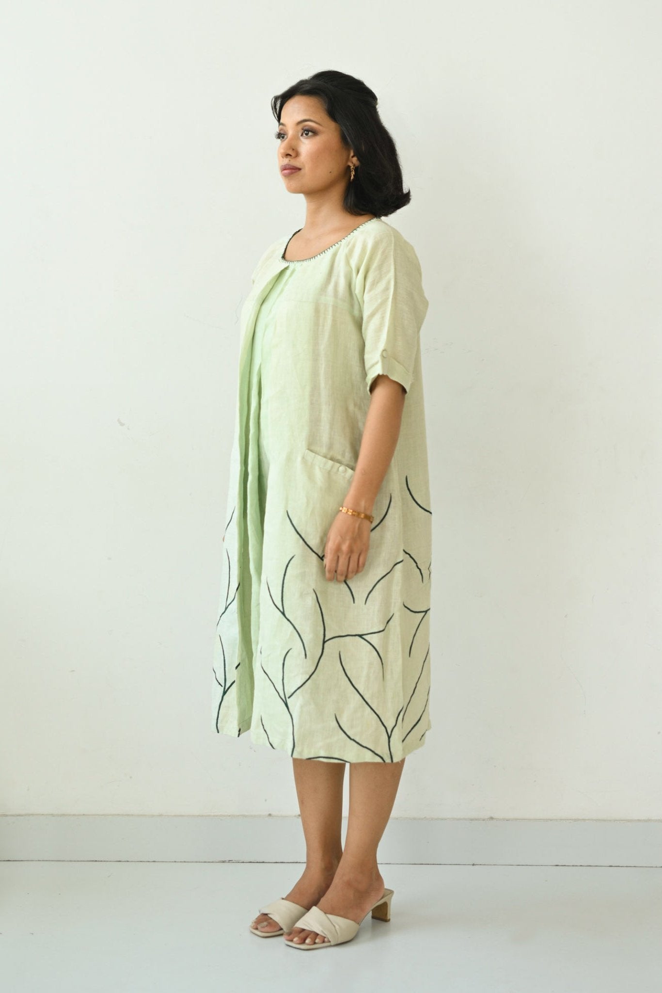 Pastel Green Linen Anti-fit Dress
