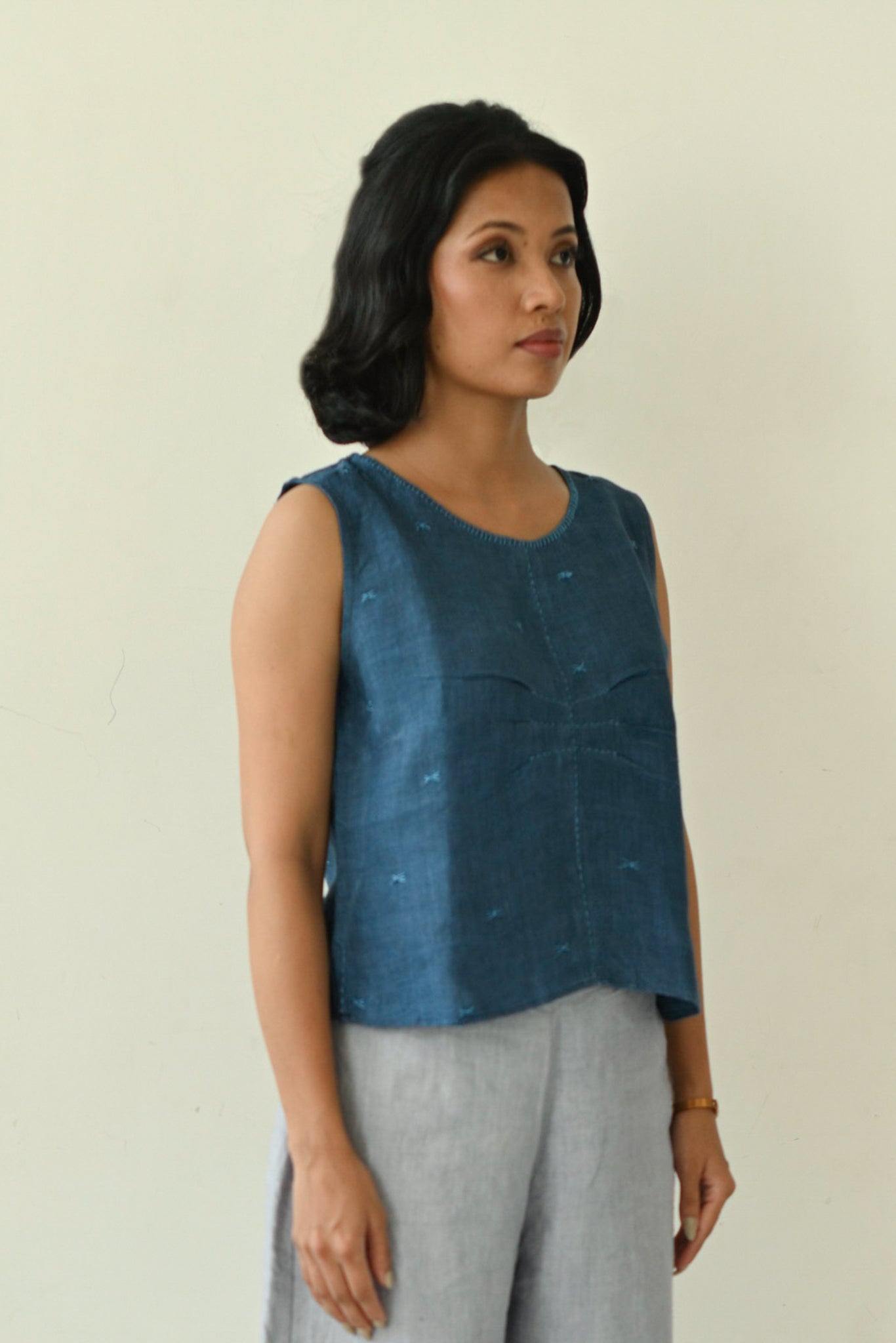 Linen Embroidered Top