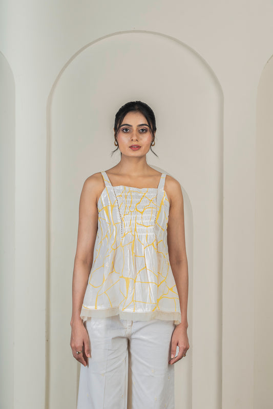 Beige Honeycomb Strappy Top