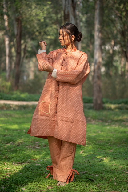 Reversible Quilted Fuzan Silk Co-Ord Set with Straight-Cut Jacket & Quilted Pants