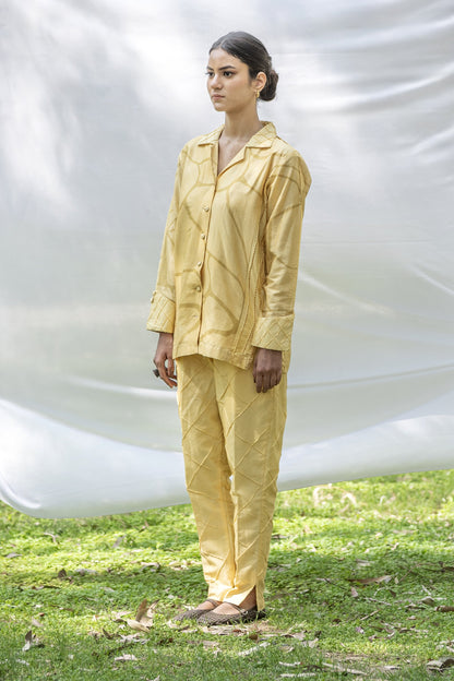 Luxury shirt and trouser set with Kantha embroidery