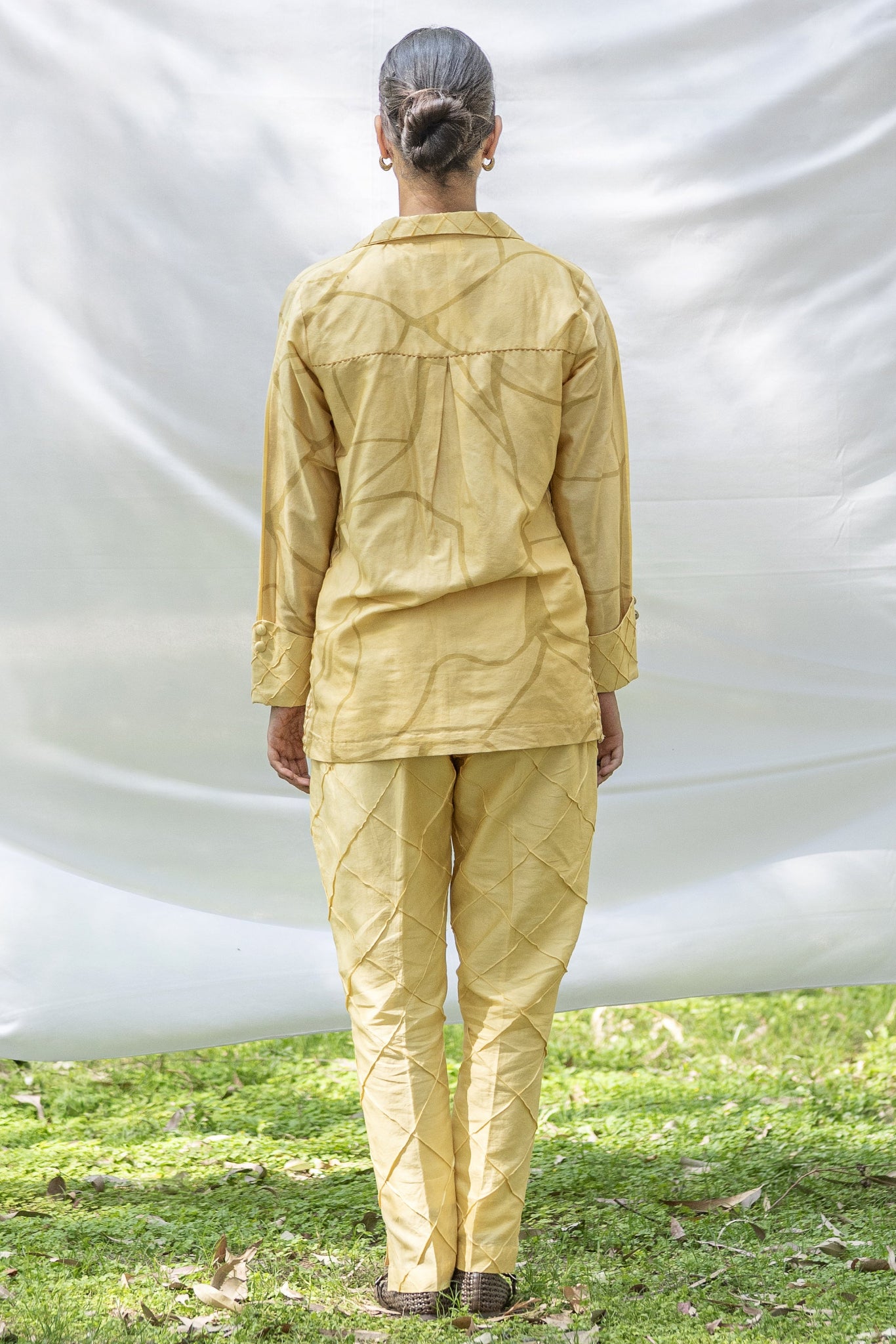 Designer Chanderi Silk outfit with kintsugi-inspired print