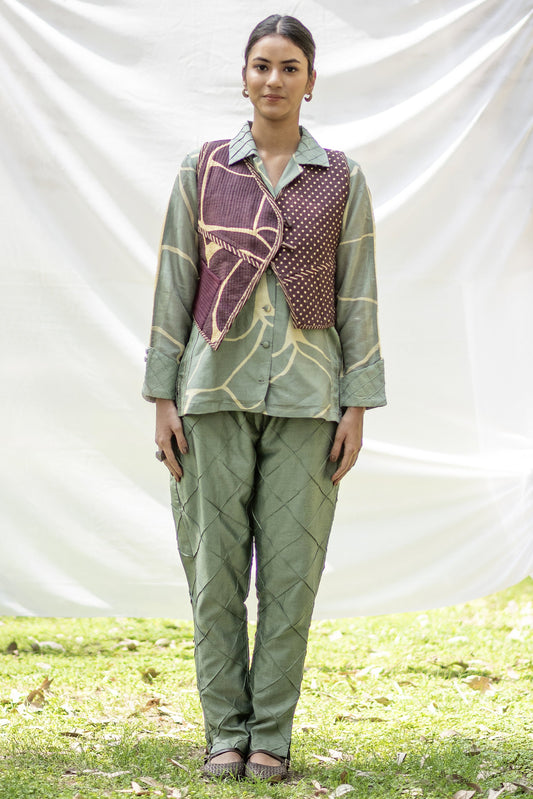 Cocoa Brown reversible sleeveless jacket in Fusion Silk