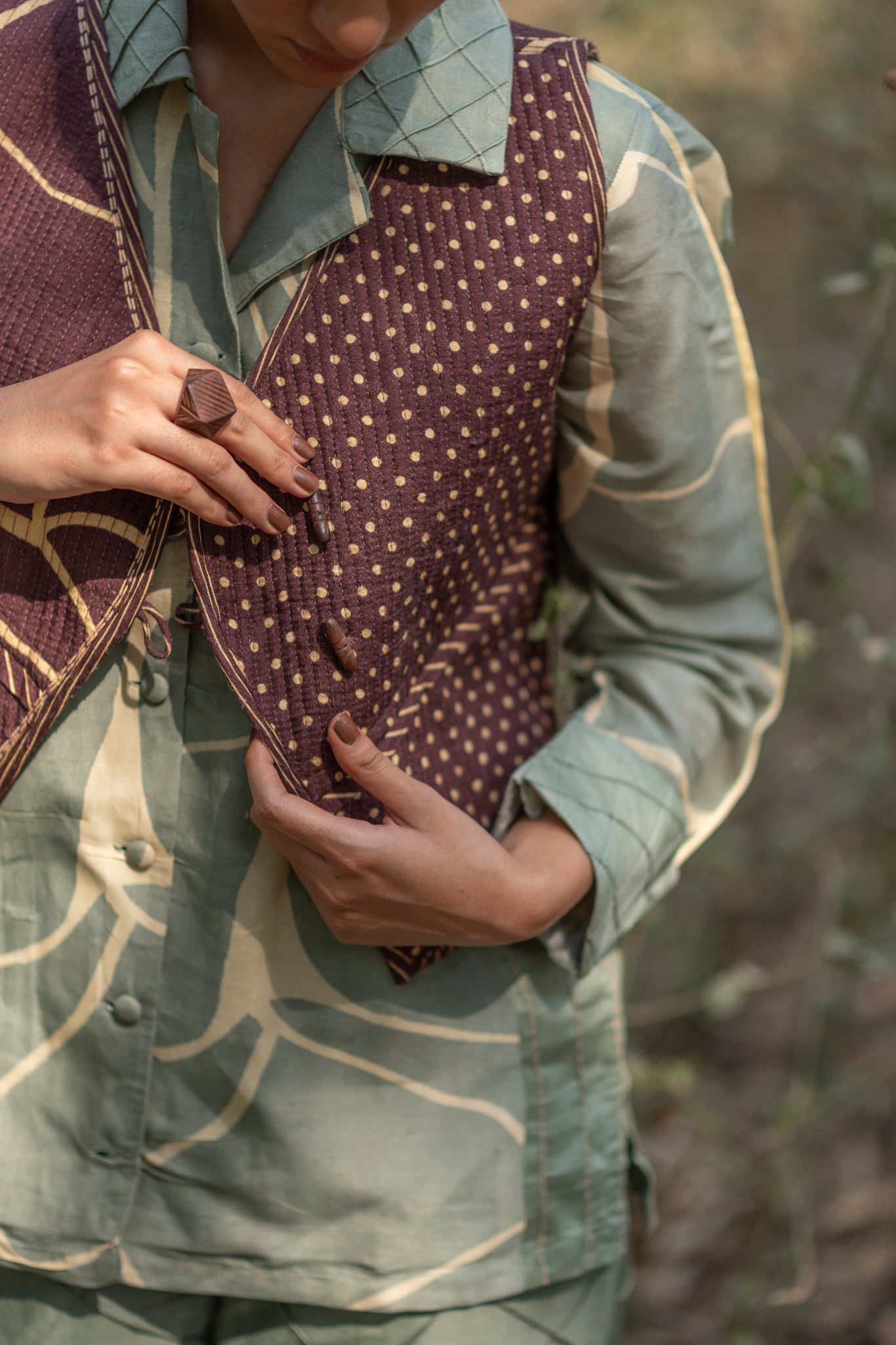 Hand embroidered Kantha reversible jacket for women