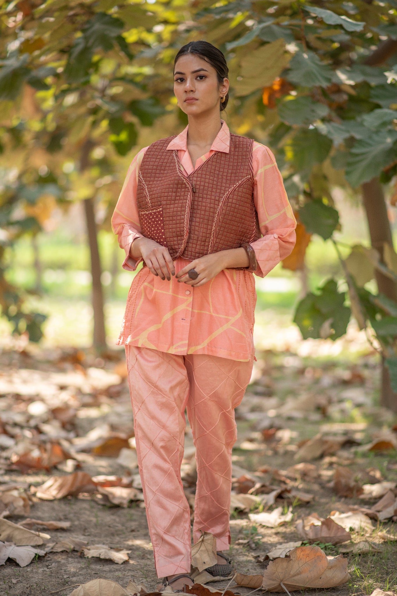 Designer sleeveless Fusion Silk jacket by Riiti