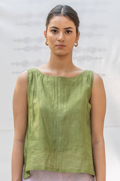 Lime Green Chanderi top