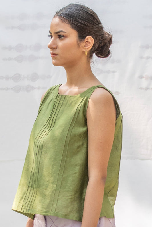 sleeveless Chanderi Silk top