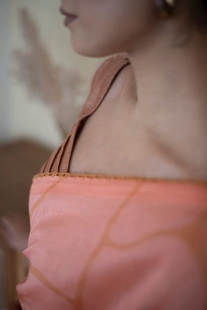 Brown Chanderi Silk Sleeveless Blouse