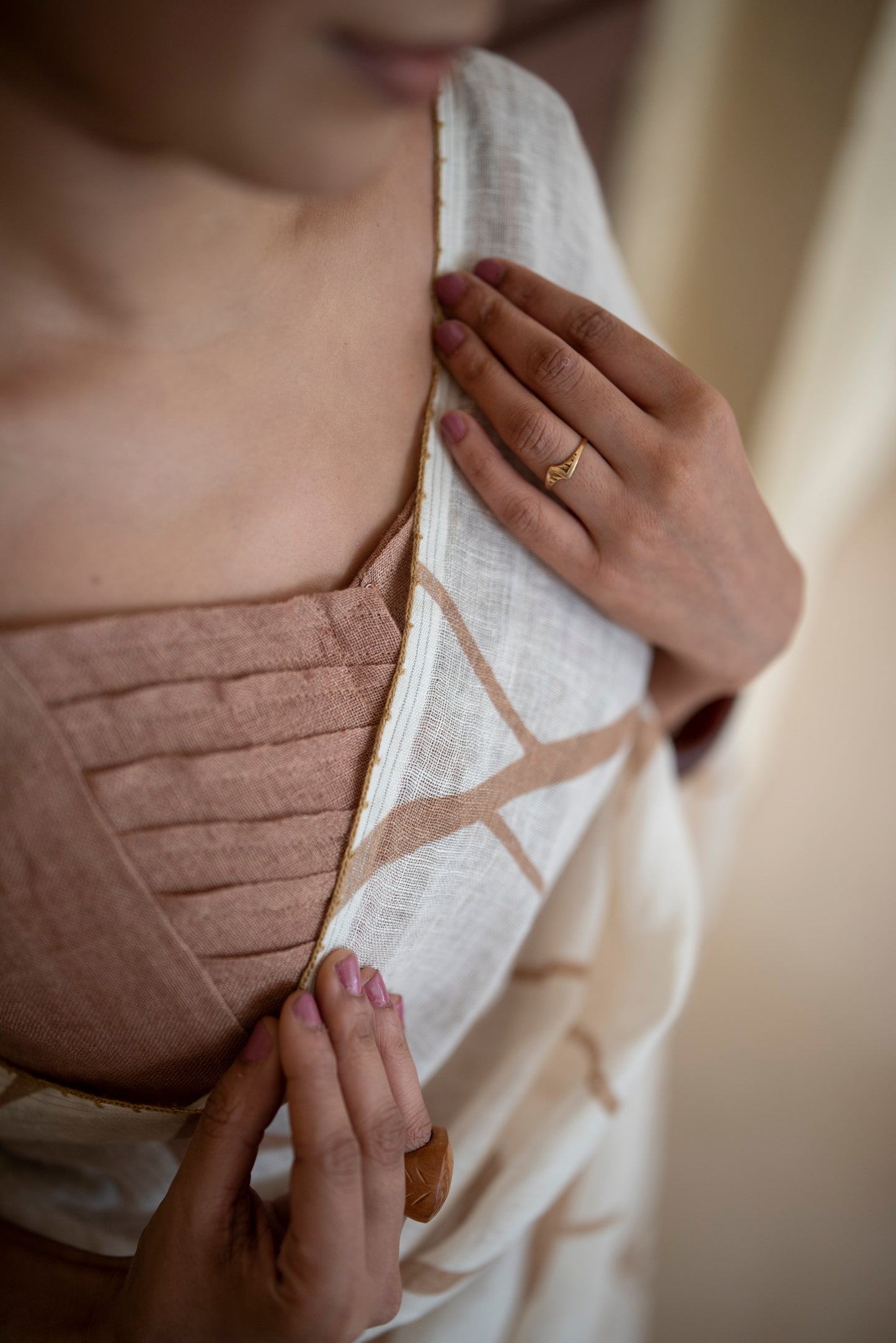 Light Brown Gauze Linen Sleeveless Blouse