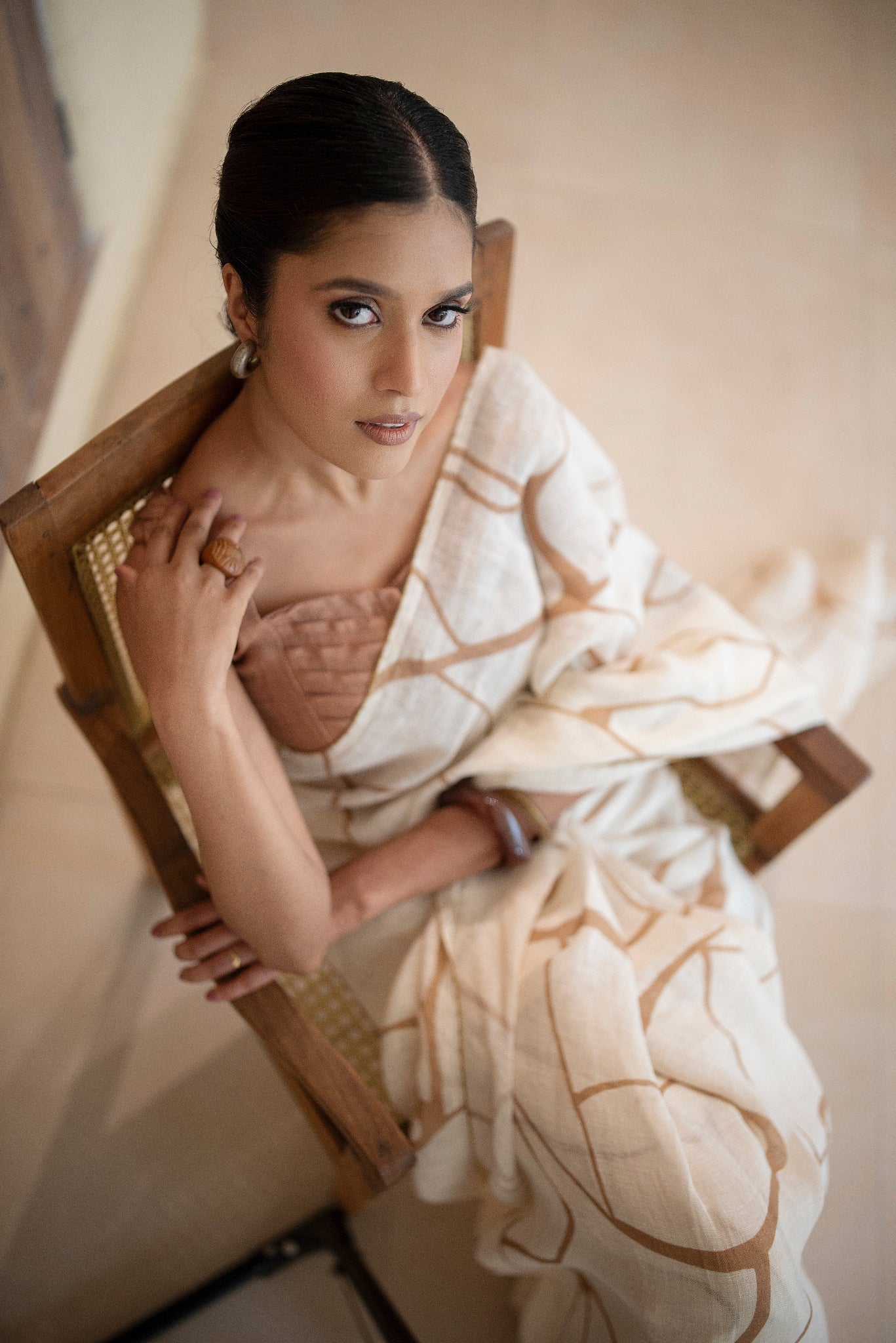 Light Brown Gauze Linen Sleeveless Blouse