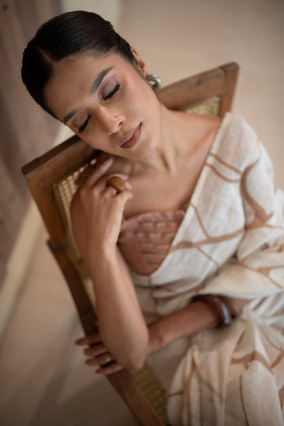 Light Brown Gauze Linen Sleeveless Blouse