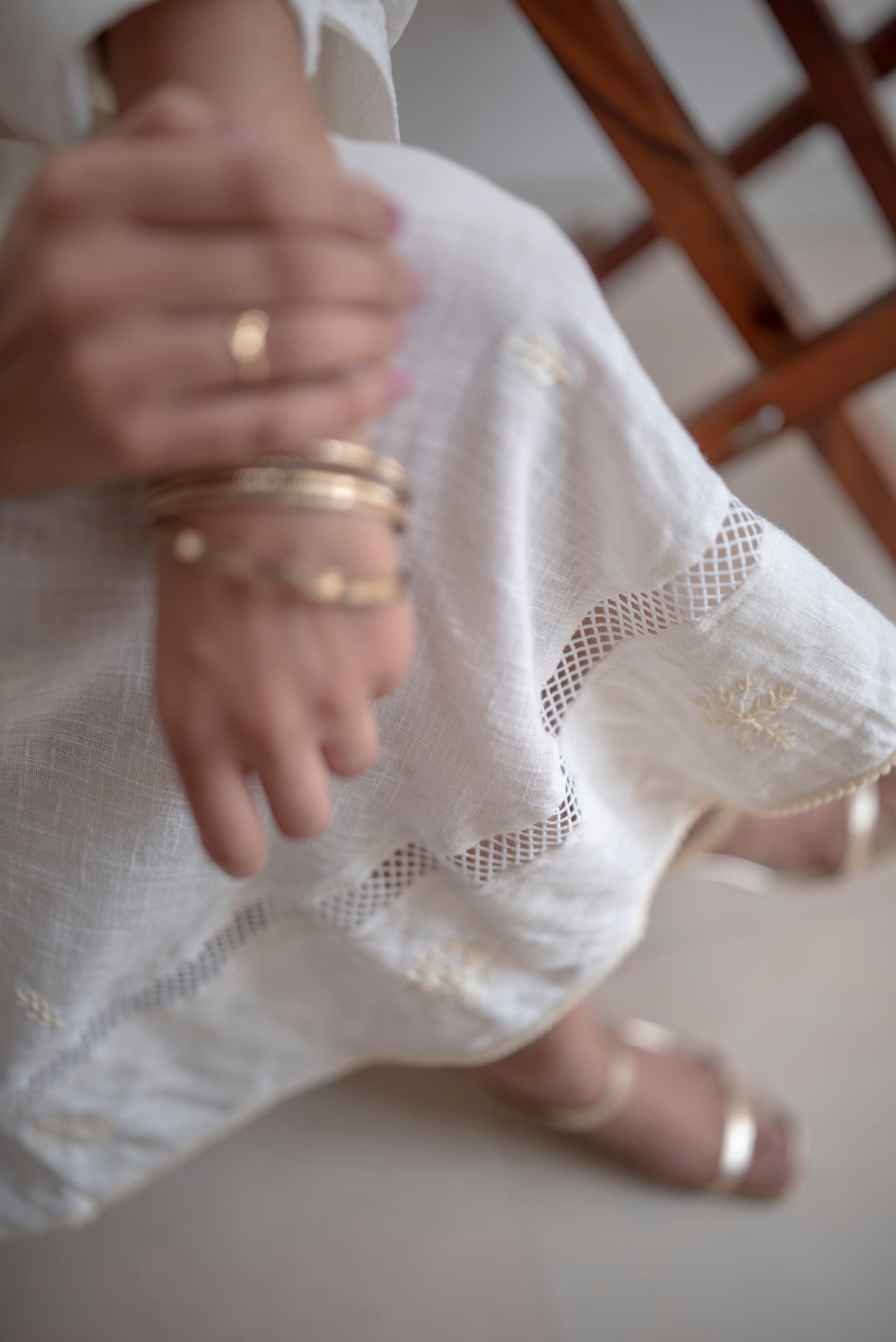 Ivory Slub Cotton Anti-fit Asymmetrical Dress