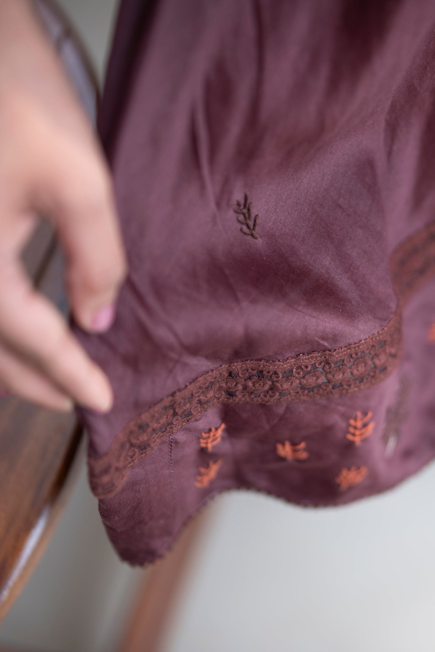 Plum Chanderi Silk Anti-fit Asymmetrical Co-ord Set