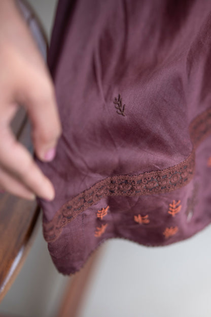 Plum Chanderi Silk Anti-fit Asymmetrical Co-ord Set