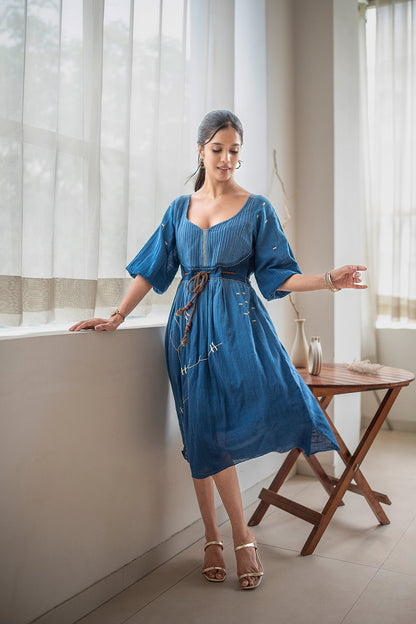 Ombre Indigo Blue Kintsugi Inspired Dress