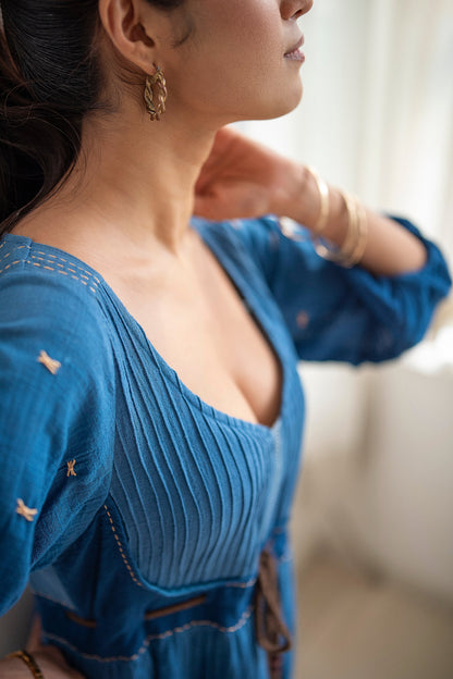 Ombre Indigo Blue Kintsugi Inspired Dress