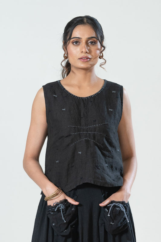 Linen Embroidered Top