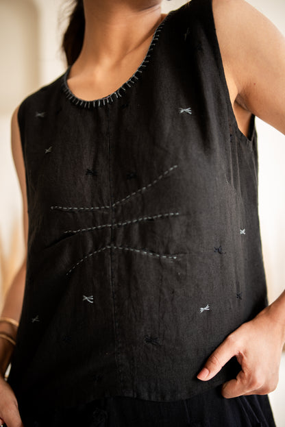 Linen Embroidered Top