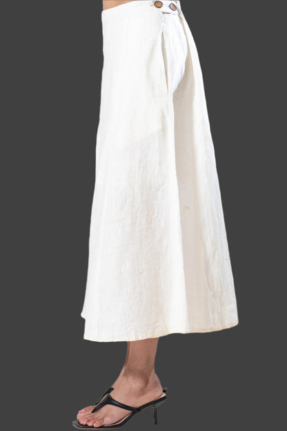 Hand and Machine Embroidered Linen Culottes