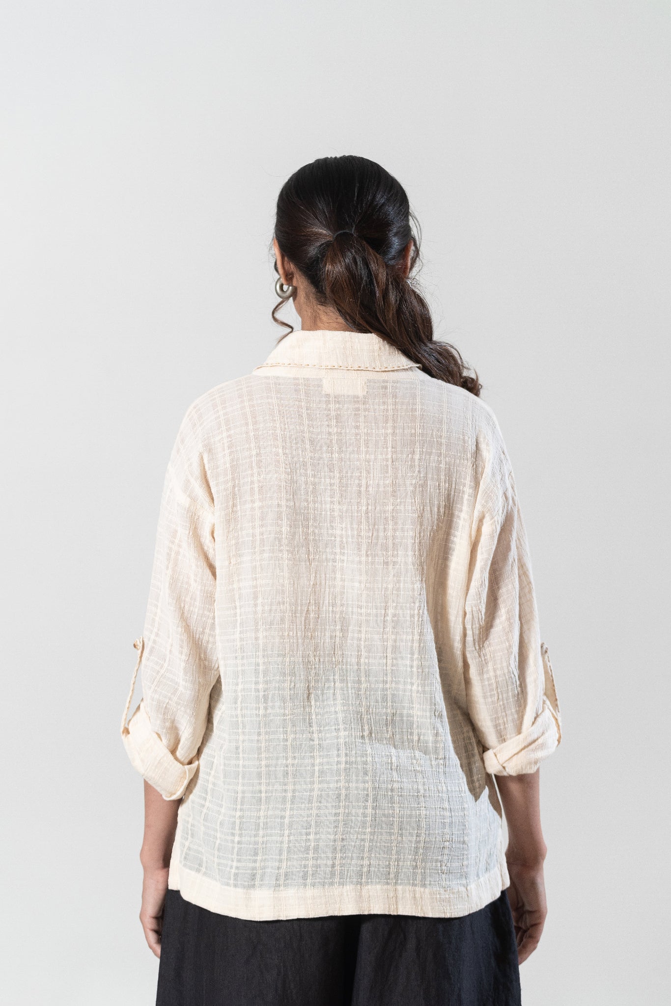 Long Shirt With Peter Pan Style Collar