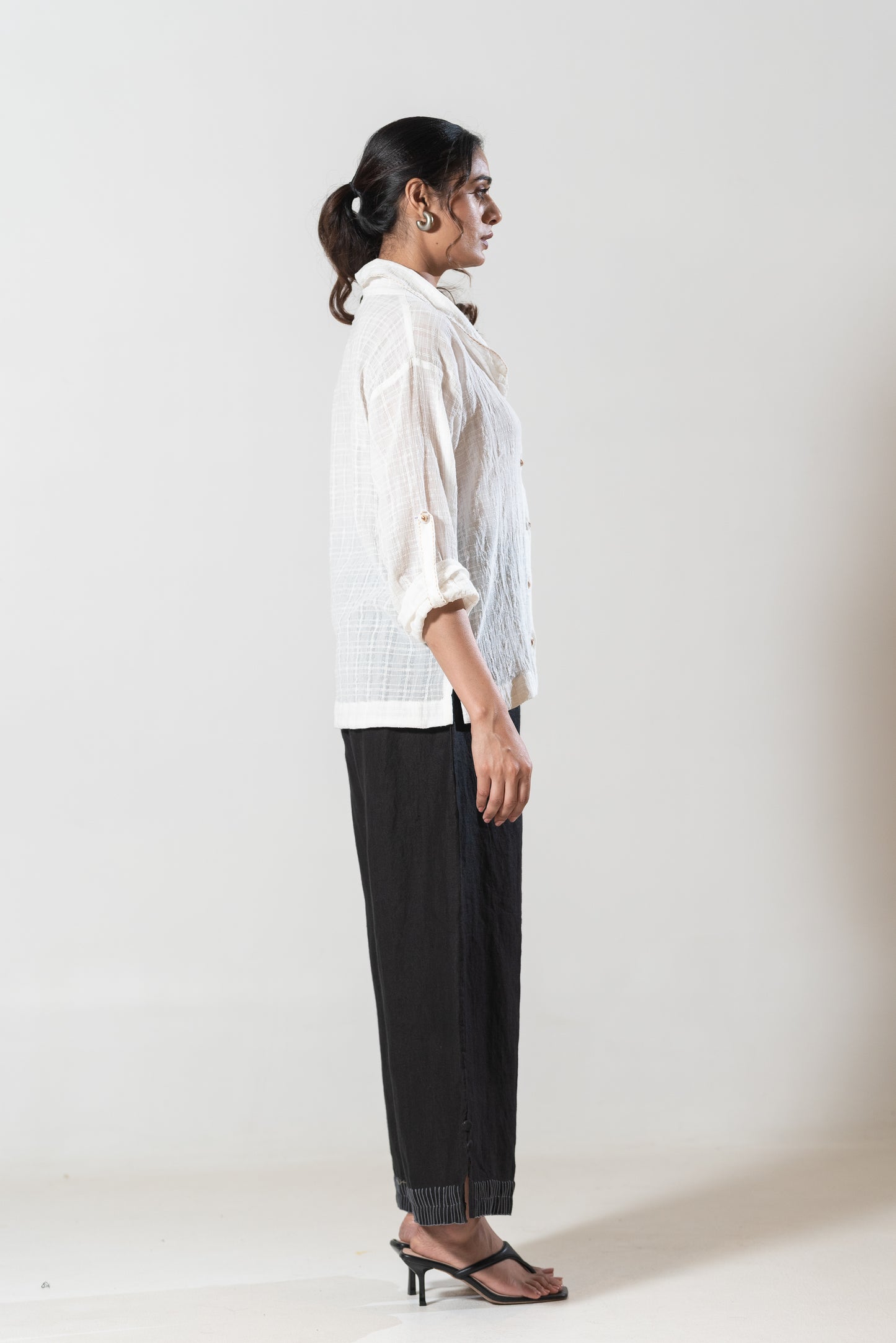 Long Shirt With Peter Pan Style Collar