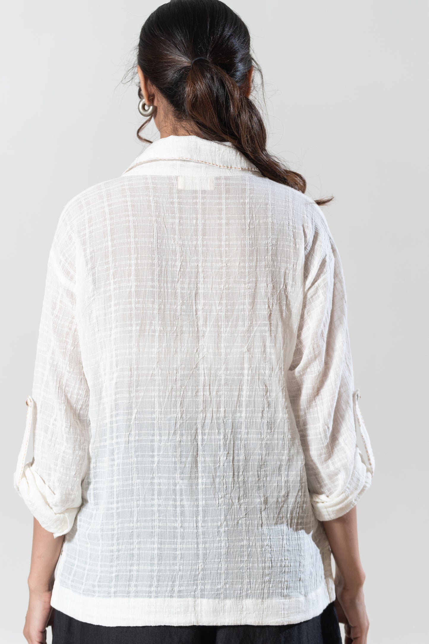 Long Shirt With Peter Pan Style Collar