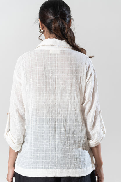 Long Shirt With Peter Pan Style Collar