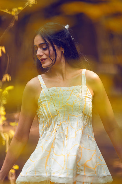 Beige Honeycomb Strappy Top