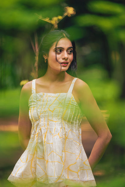 Beige Honeycomb Strappy Top