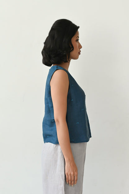 Linen Embroidered Top