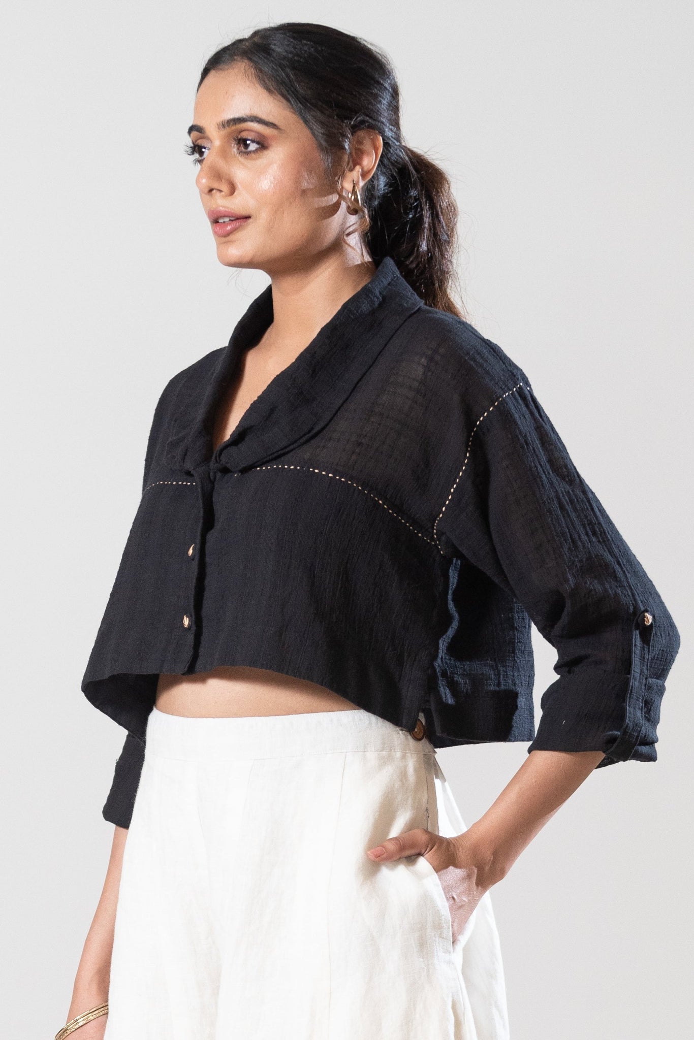 Cotton Cropped Shirt