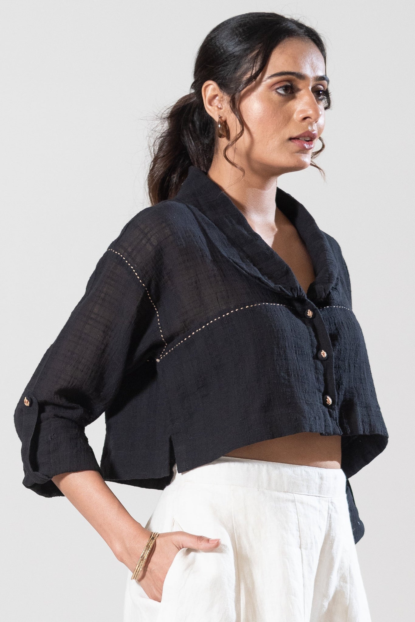 Cotton Cropped Shirt