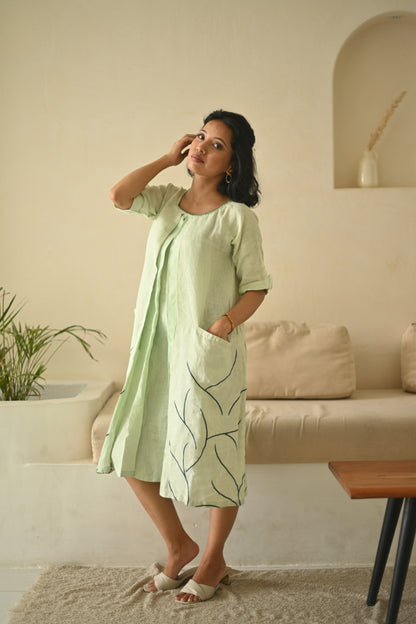 Pastel Green Linen Anti-fit Dress